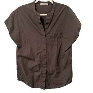 Vince Women's Brown Short Sleeve Button Down Top‎ Shirt